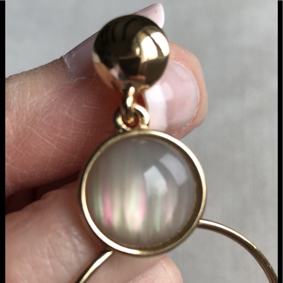 NEW MOTHER OF PEARL & GOLD TONE HOOP EARRINGS! - Picture 6 of 8